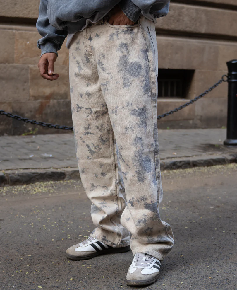 Abstract Print Baggy Jeans 100% Cotton