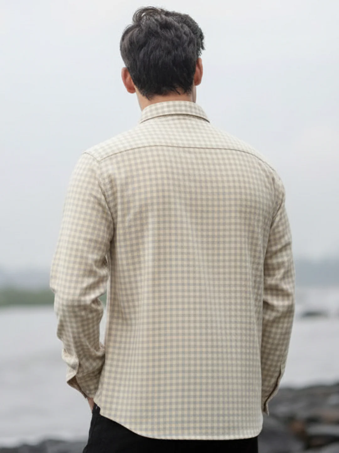 Beige Checks Shirt - Image 5