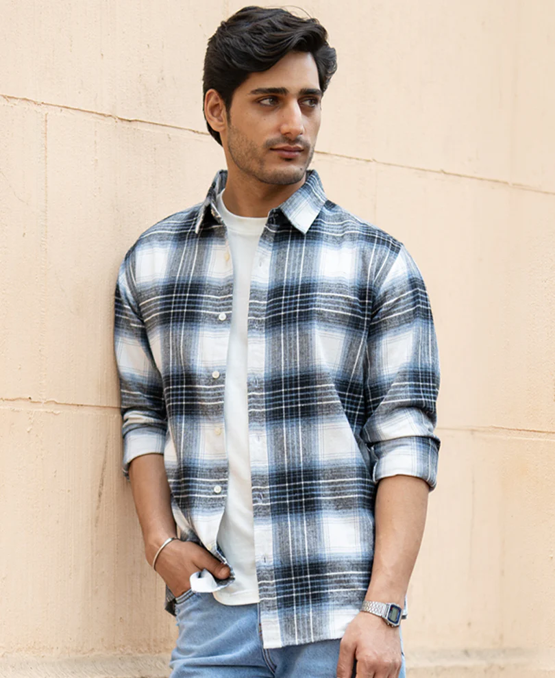 Black Lighweight Checks Shirt