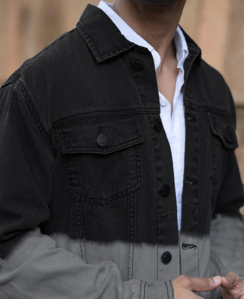 Black Ombre Denim Jacket - Image 4