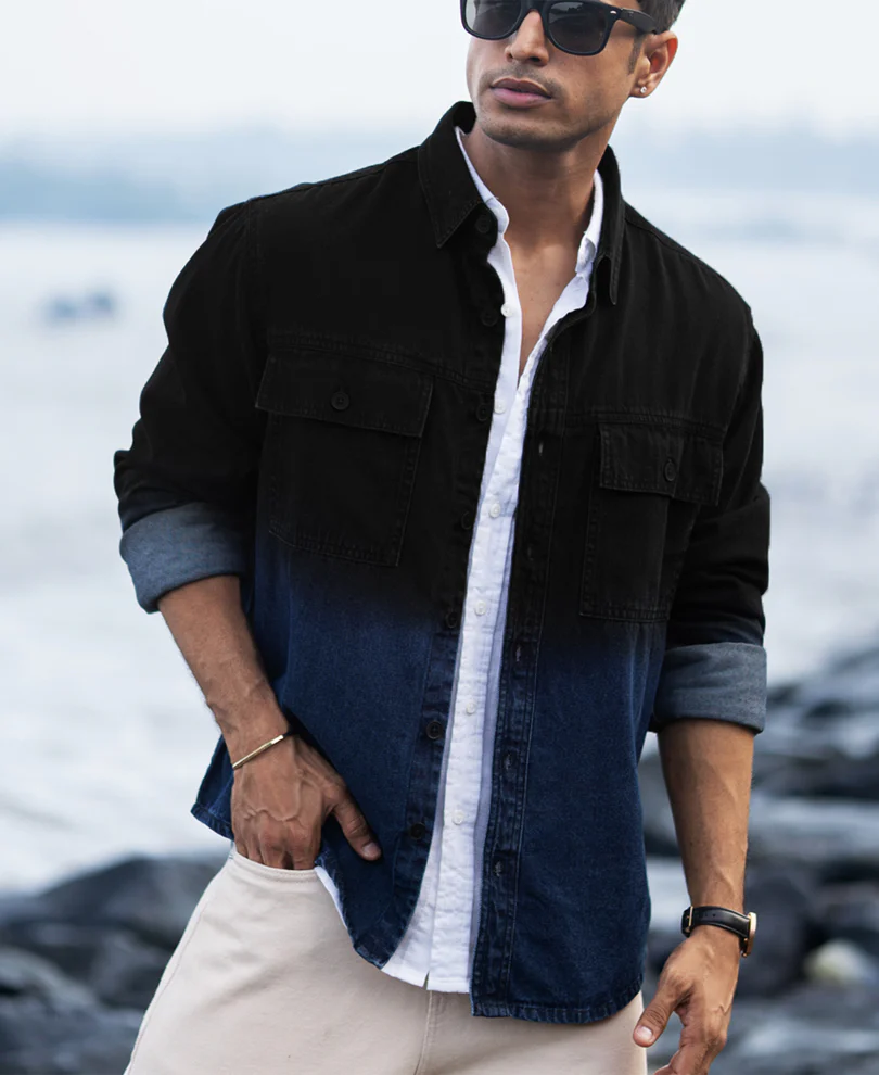 Black Ombre Denim Shirt - Image 2