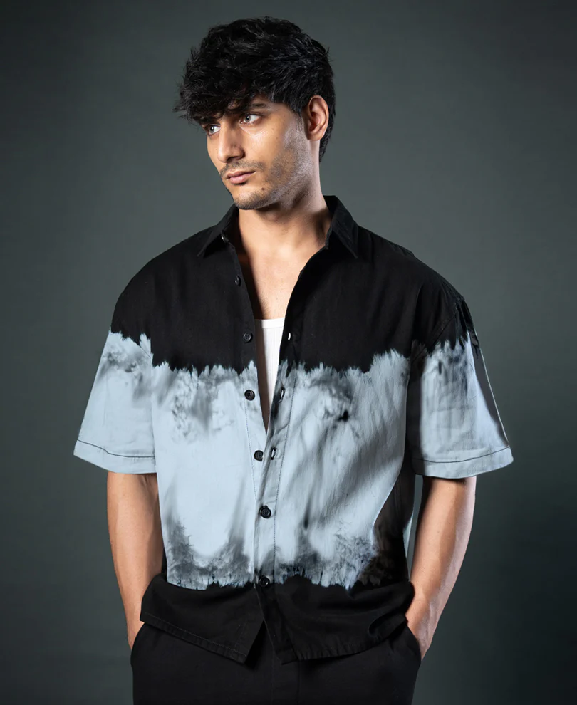 Black Tie-Dye Boxy Shirt 100% Cotton