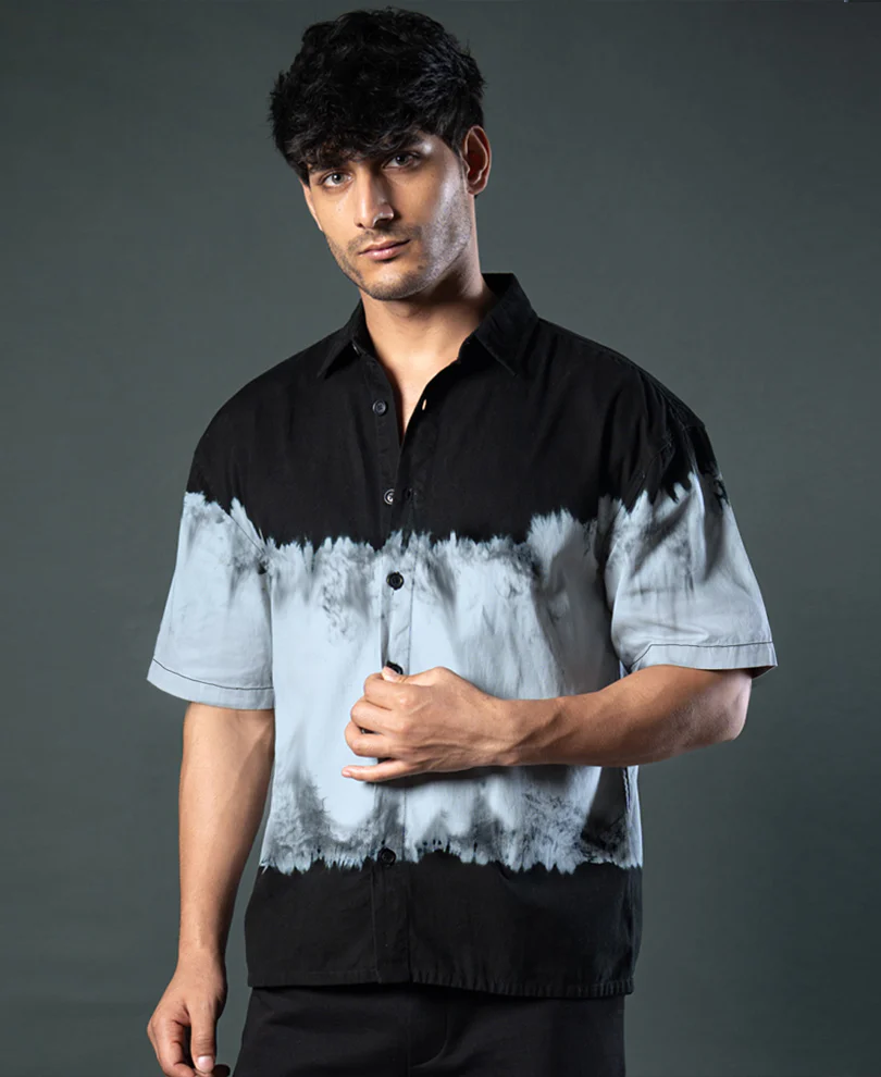 Black Tie-Dye Boxy Shirt 100% Cotton - Image 2