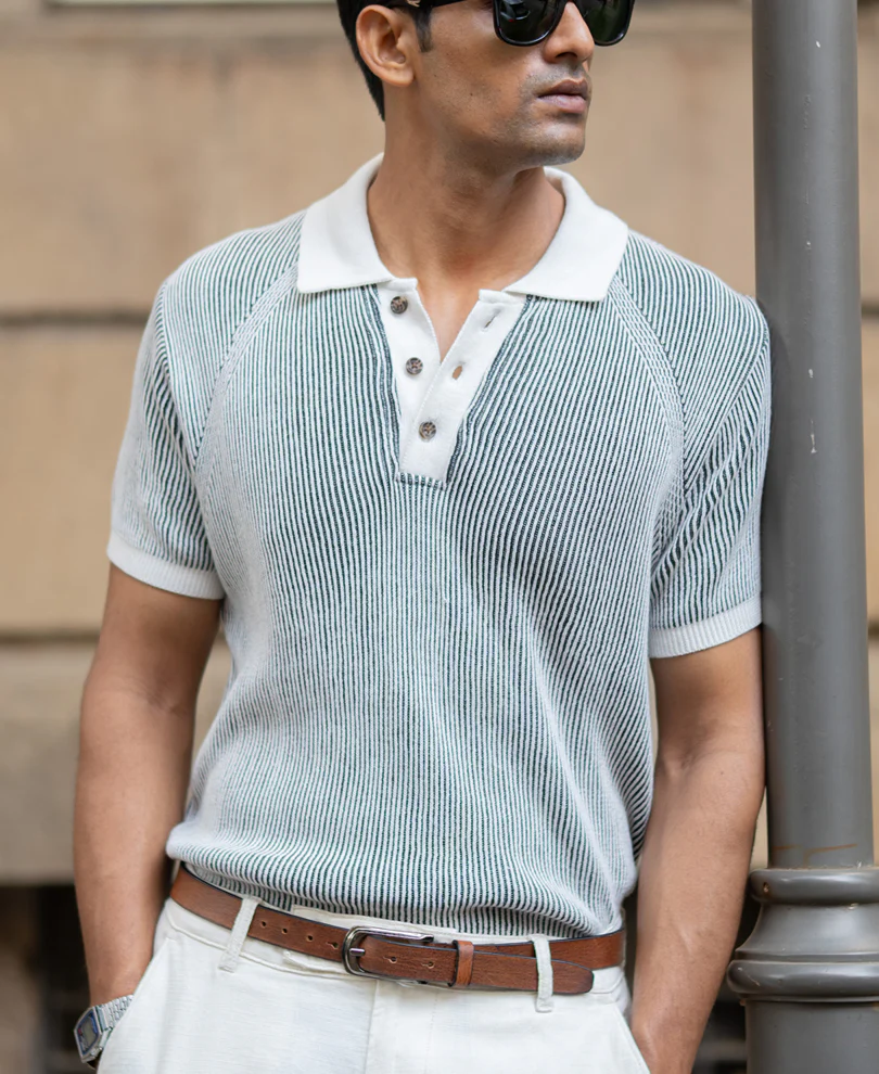 Black & White Knit T-Shirt 100% Cotton