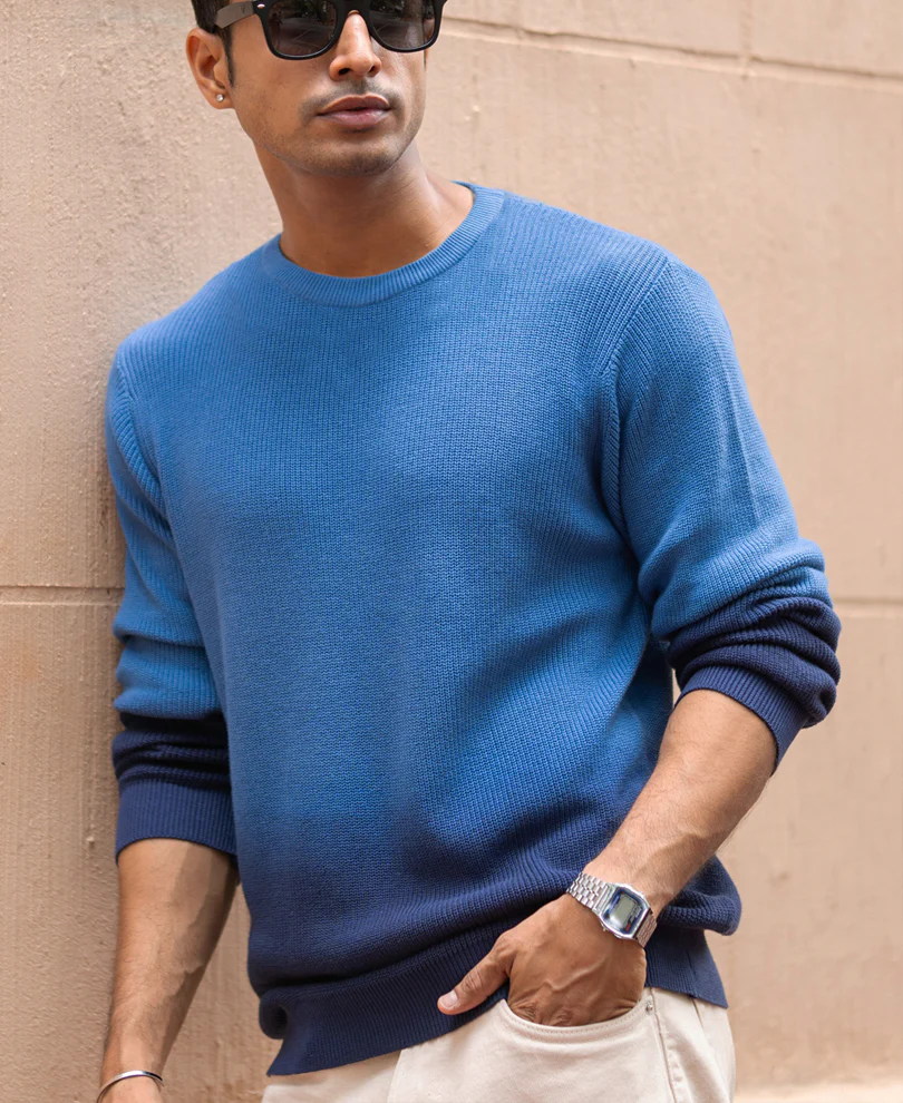 Blue Ombre Cotton Sweater - Image 2
