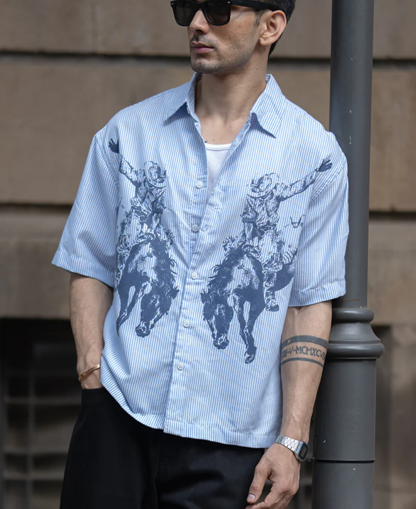Blue Striped Print Shirt