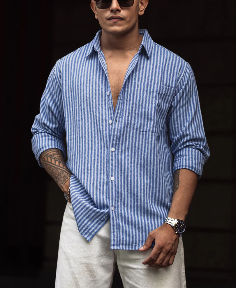 Blue Stripes Full Sleeves Shirt