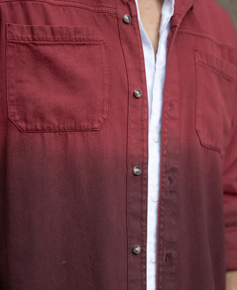 Brick Red Ombre Shirt With Pockets - Image 4