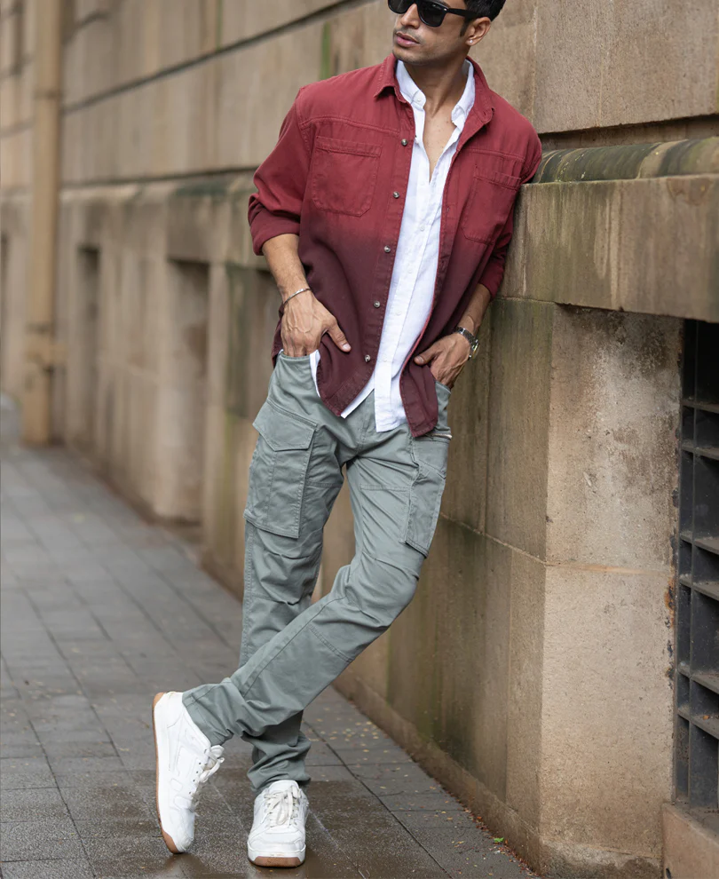Brick Red Ombre Shirt With Pockets - Image 6