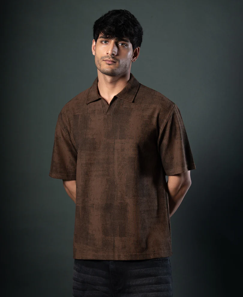 Brown Grunge Print T-Shirt