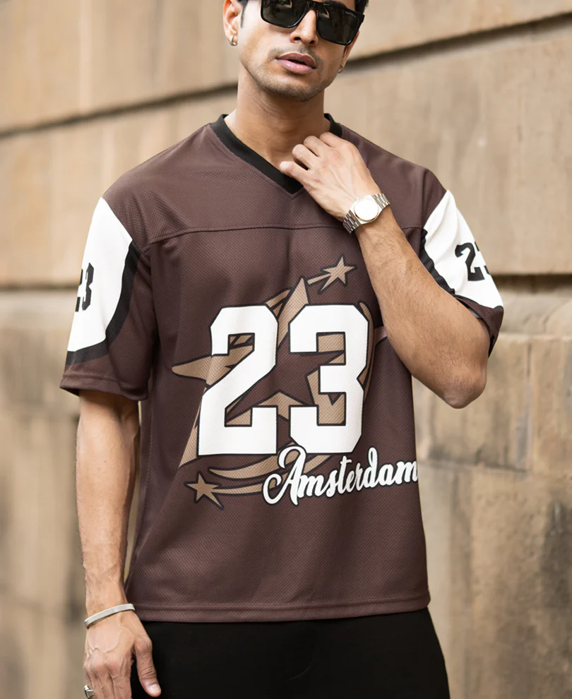 Brown Printed Jersey T-Shirt