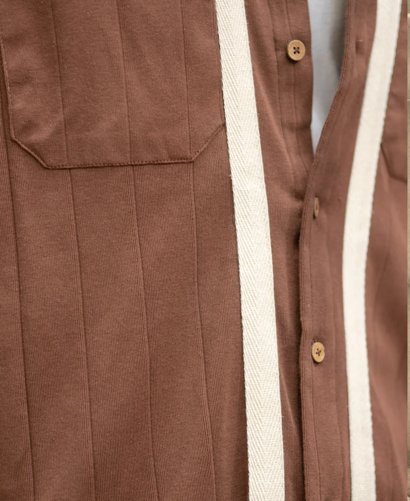 Brown Tape Detail Shirt - Image 4