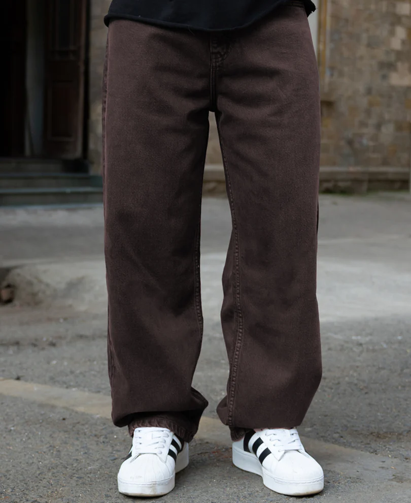 Charcoal Washed Baggy Jeans 100% Cotton