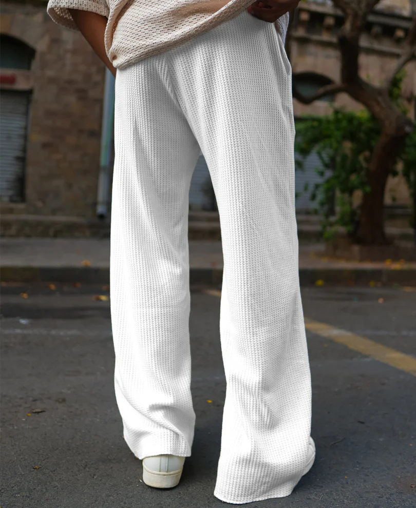 Cream Waffle Baggy Fit TrackĀ Pant - Image 5