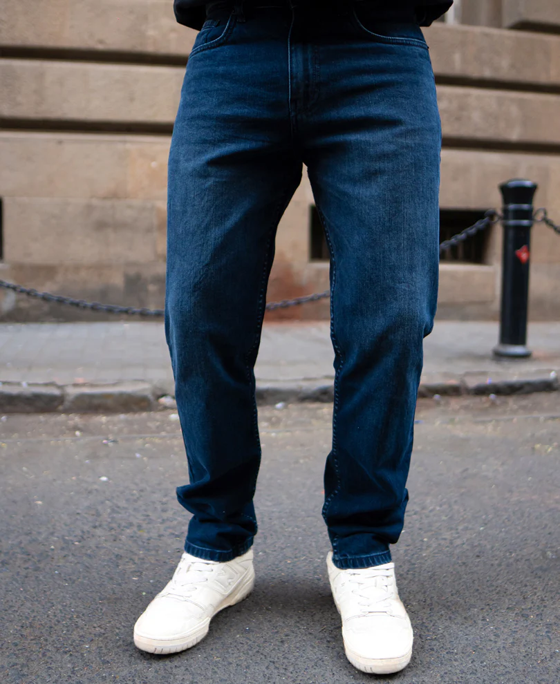 Dark Blue Regular Fit Denim Jeans - Image 2