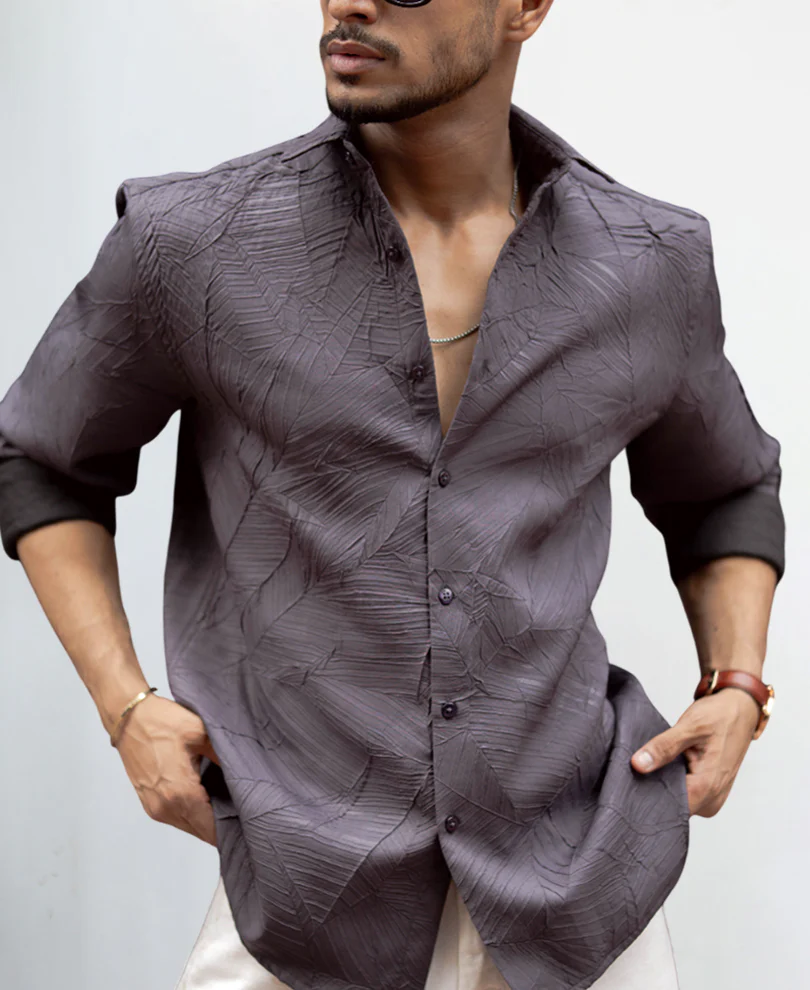 Dark Grey Regular Fit Full Sleeves Shirt - Image 2