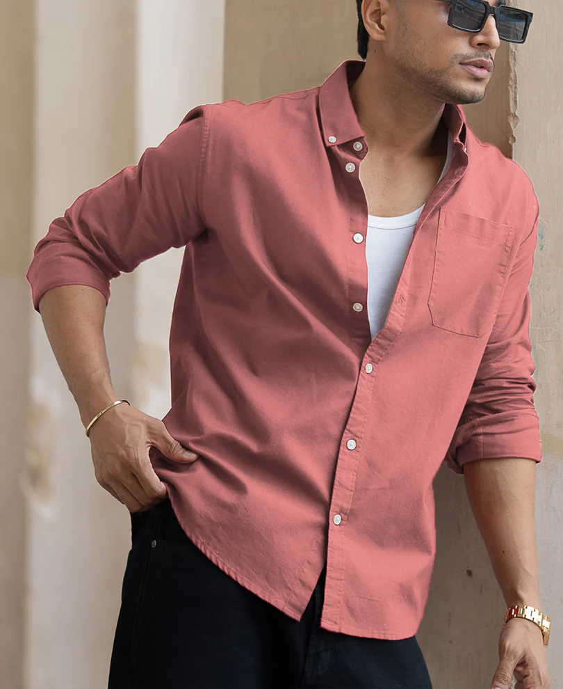 Dusty Rose Lightweight Cotton Shirt - Image 3