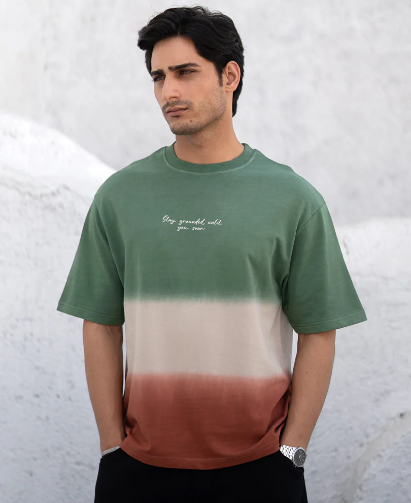 Green & Brown Ombre T-Shirt 100% Cotton