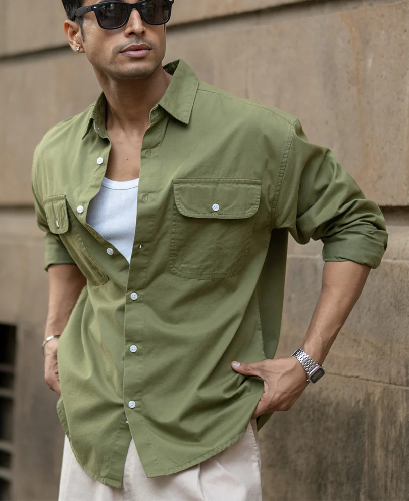 Green Double Pocket Lightweight Shirt