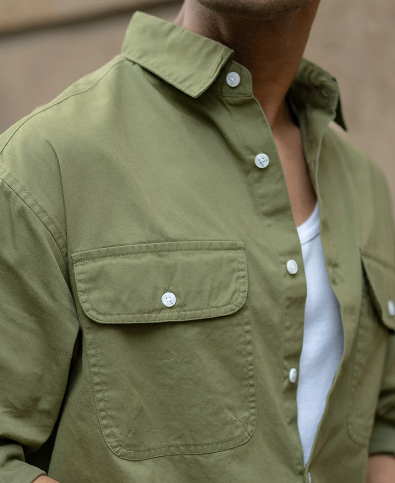 Green Double Pocket Lightweight Shirt - Image 4