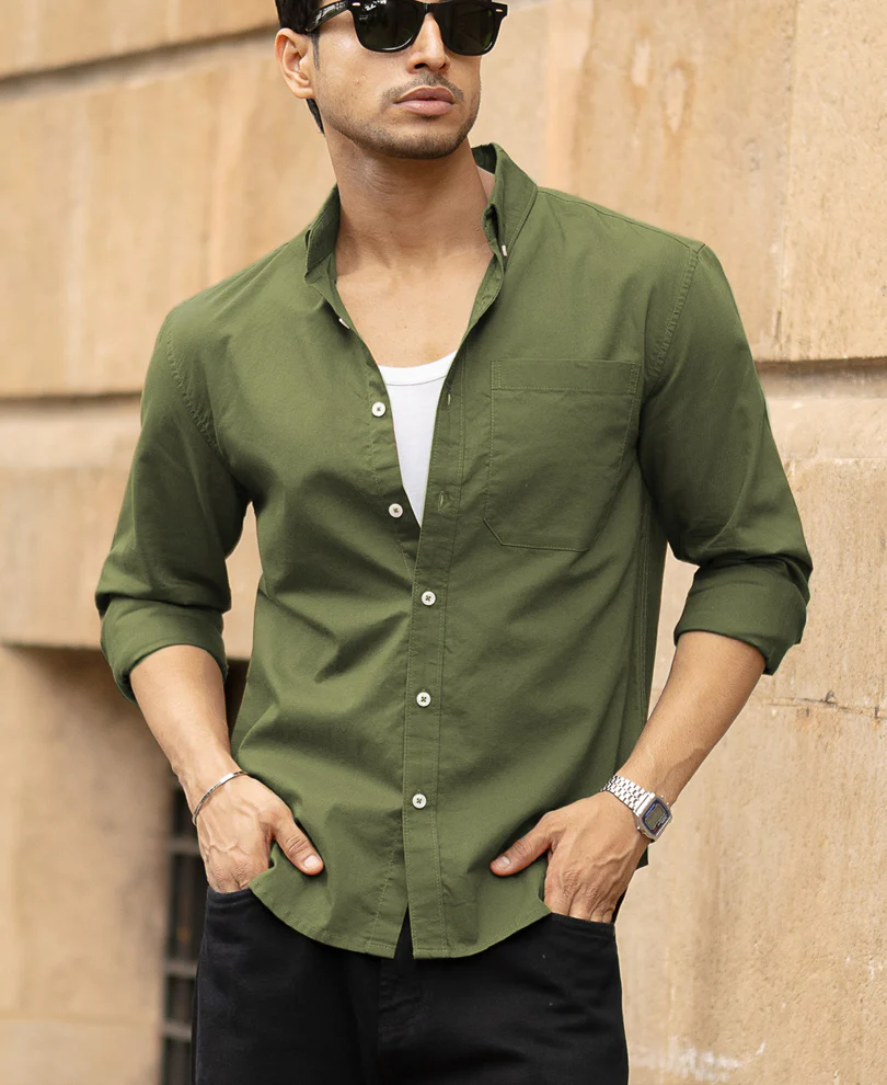 Green Lightweight Shirt 100% Cotton