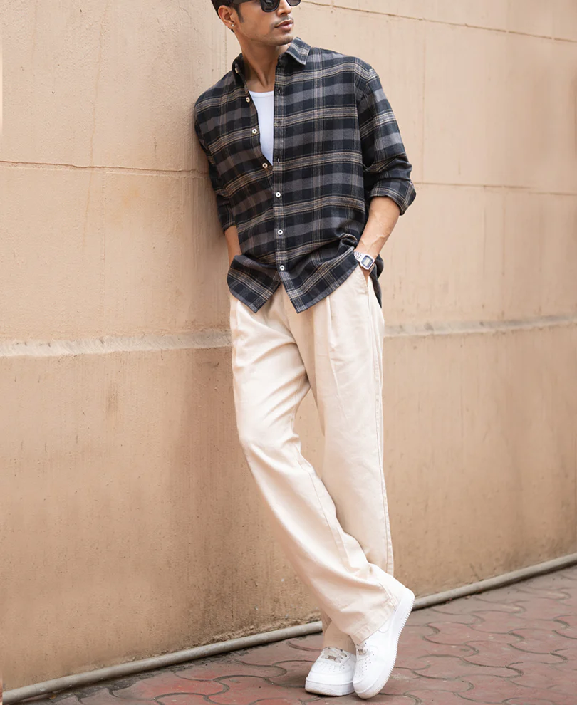 Grey Brushed Checked Shirt - Image 7