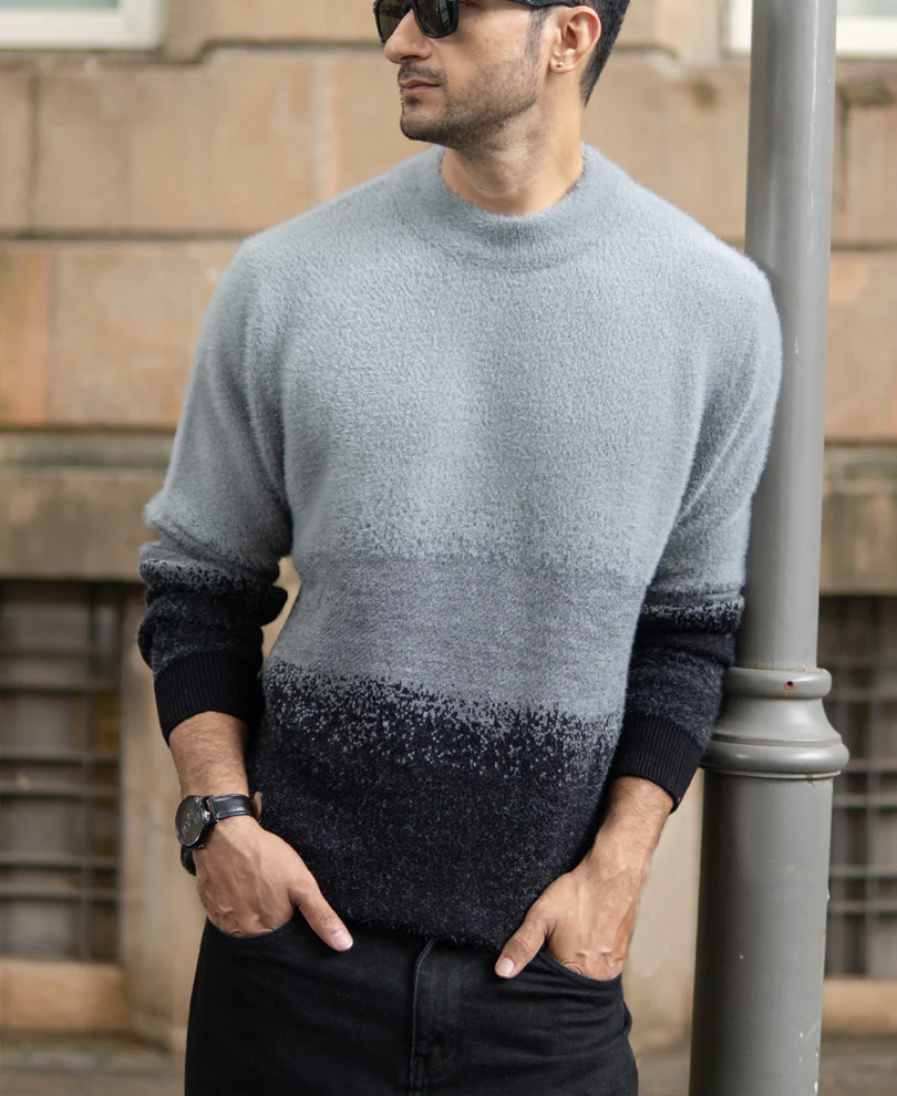 Grey Ombre Jacquard T-Shirt