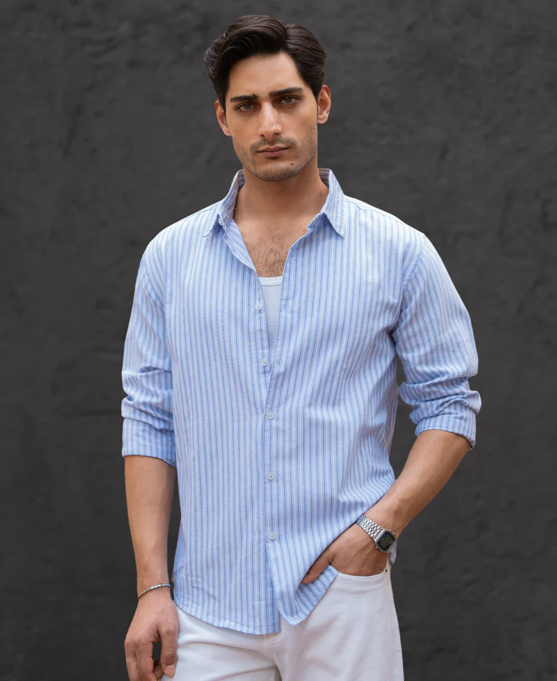 Light Blue Oxford Stripe Shirt - Image 2
