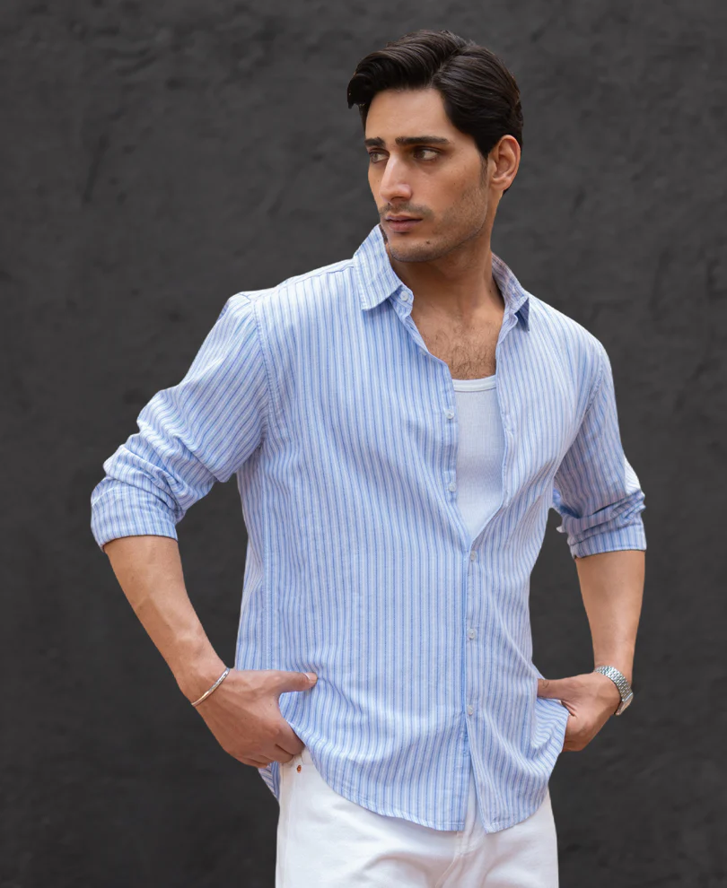 Light Blue Oxford Stripe Shirt - Image 4