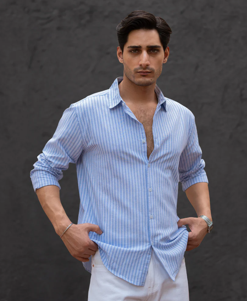 Light Blue Oxford Stripe Shirt - Image 5