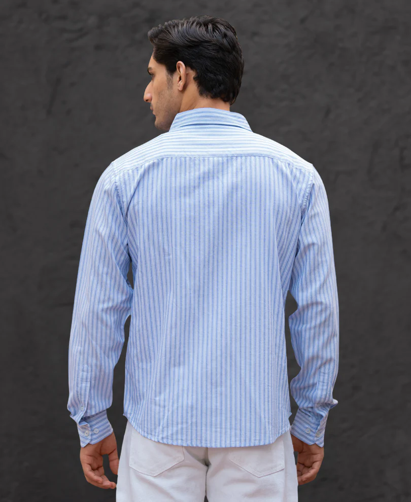 Light Blue Oxford Stripe Shirt - Image 6