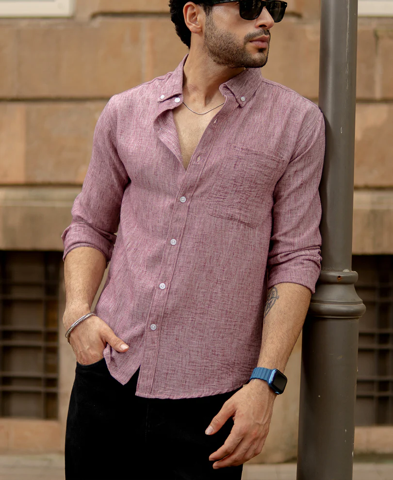 Mauve Slub Textured Shirt - Image 2