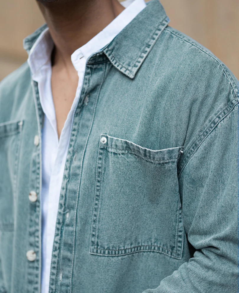 Mid Blue Washed Denim Shirt - Image 5