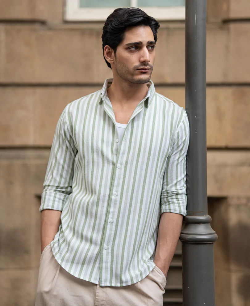 Mint Structured Stripe Shirt