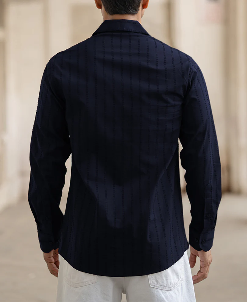 Navy Blue Full Sleeves Shirt - Image 3