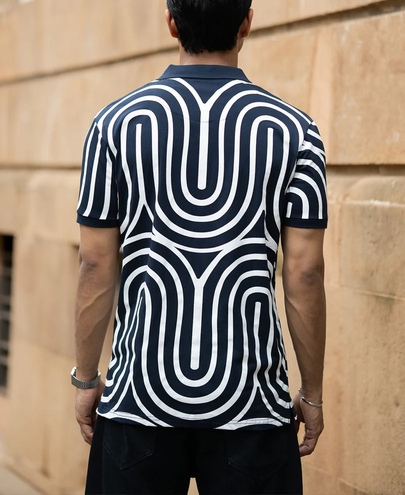 Navy Lightweight Printed T-Shirt - Image 5