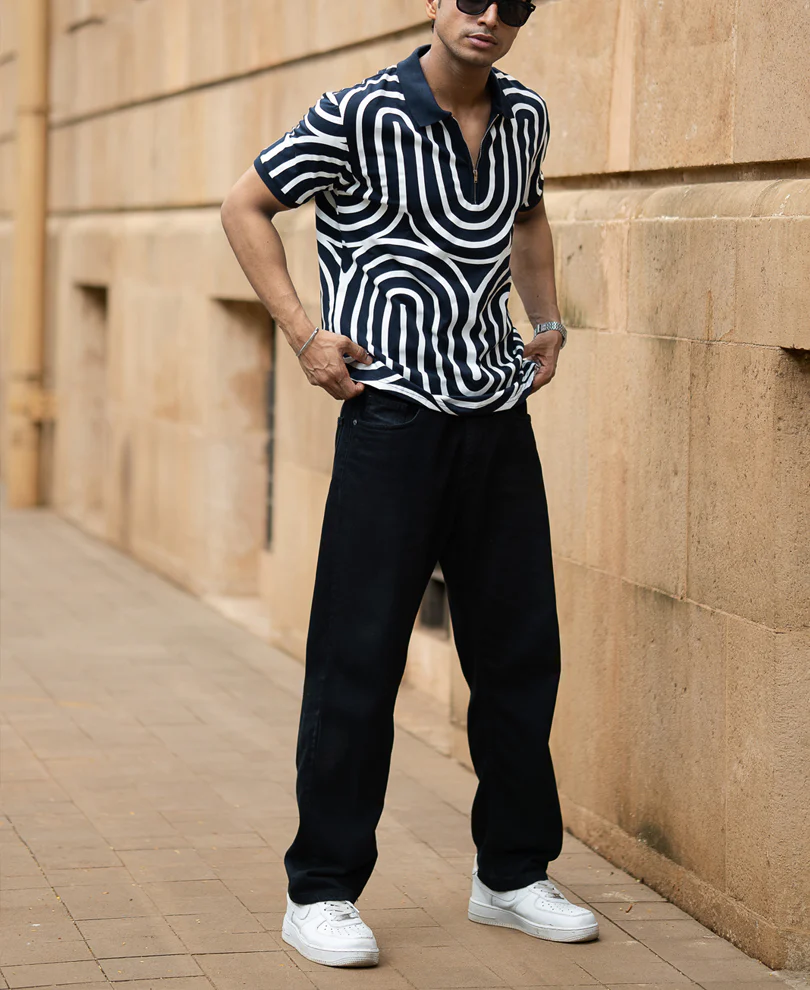 Navy Lightweight Printed T-Shirt - Image 6