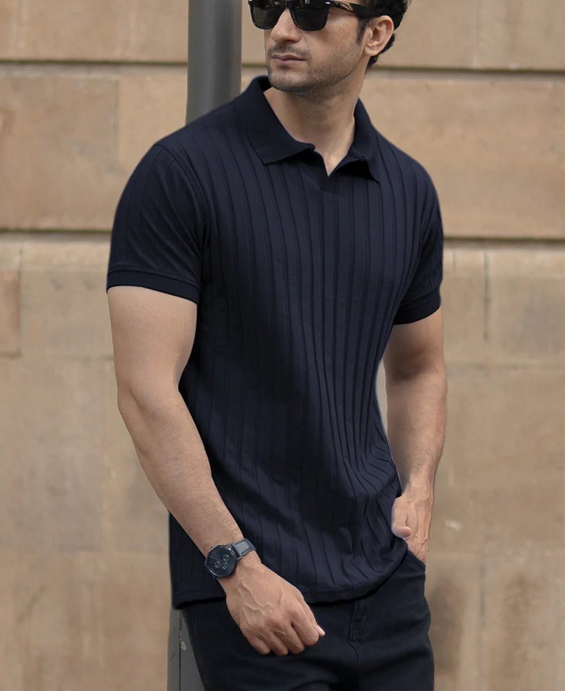 Navy Self Stripe T-Shirt