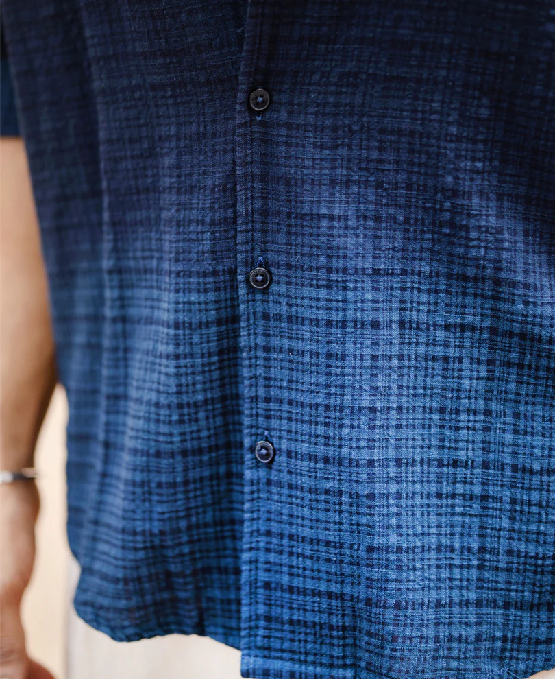 Navy Structured Ombre Shirt - Image 6