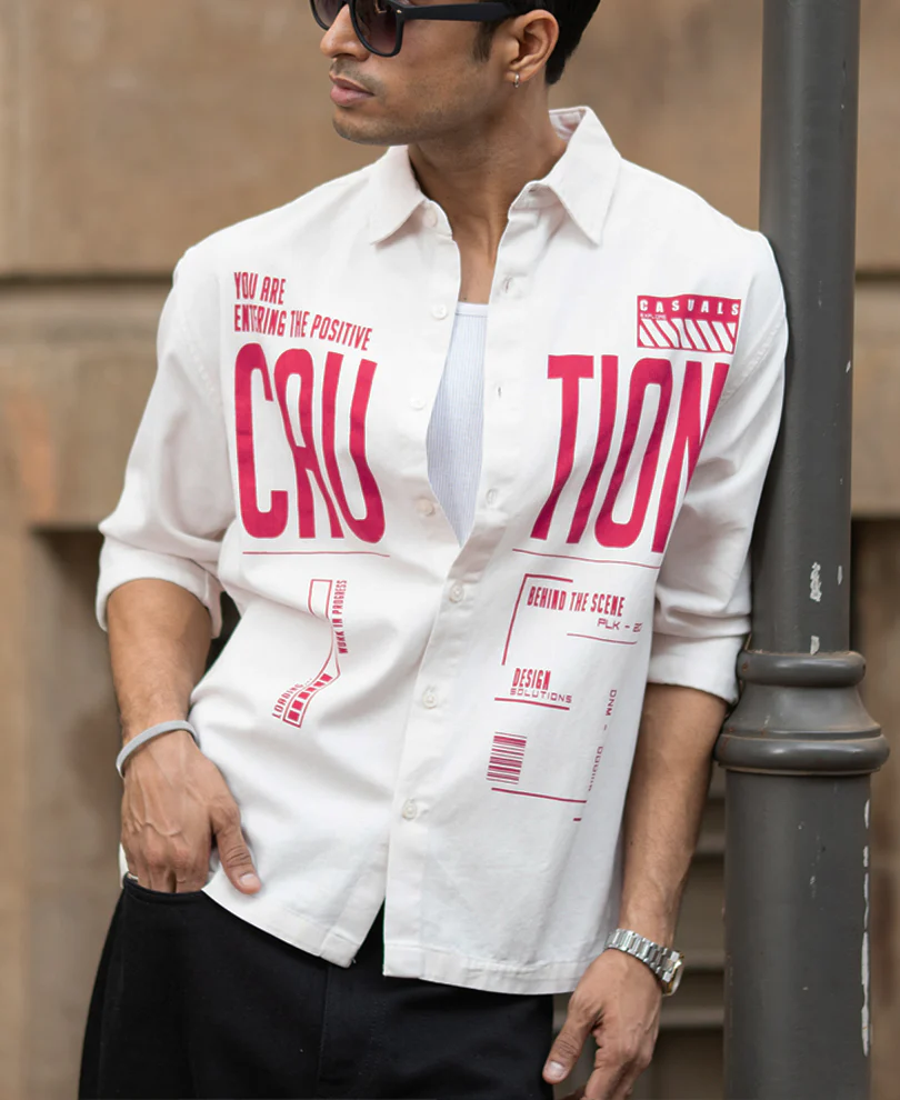 Off-White Graphic Twill Shirt 100% Cotton