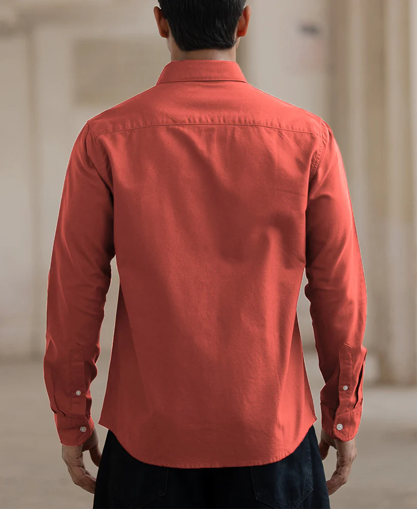 Orange Rust Cotton Oxford Shirt - Image 5