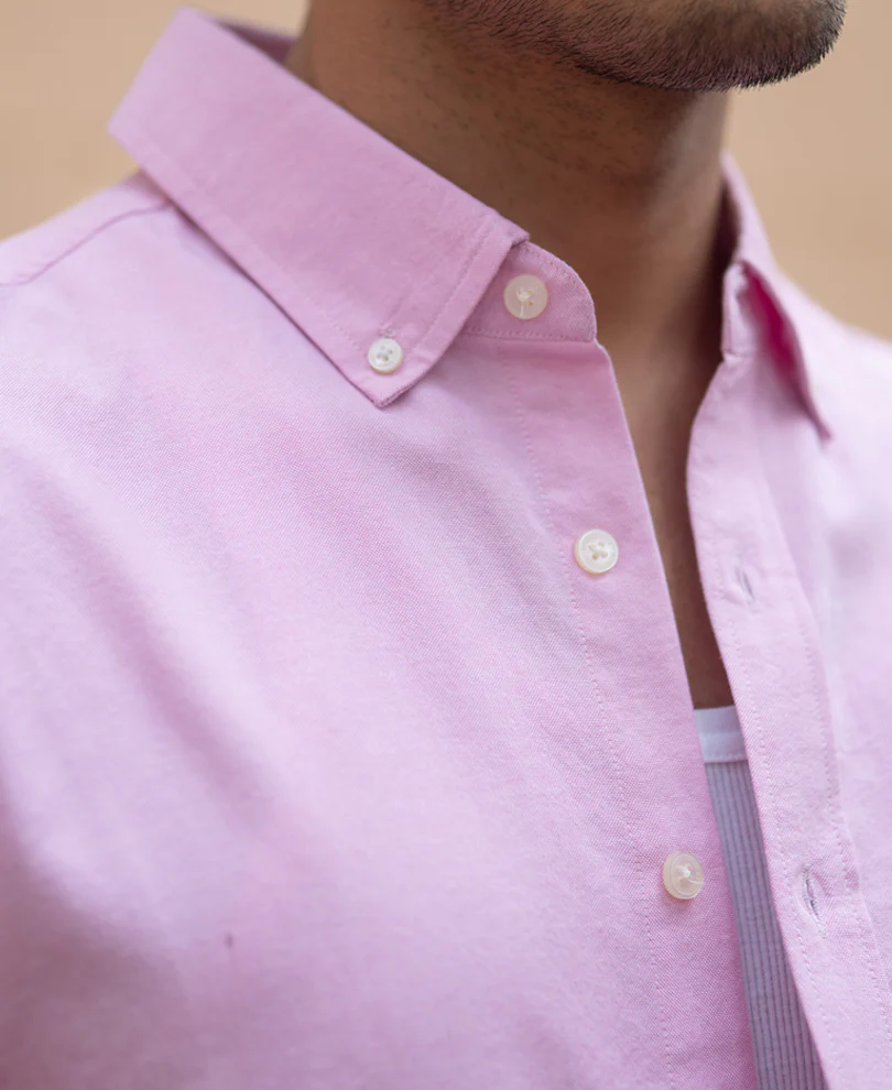 Pink Cotton Oxford Shirt - Image 4