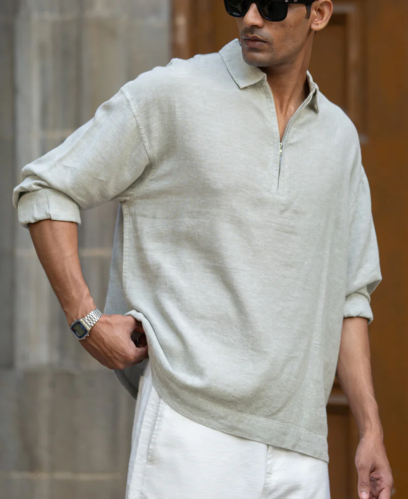 Pista Grey Lightweight Collar Shirt - Image 2