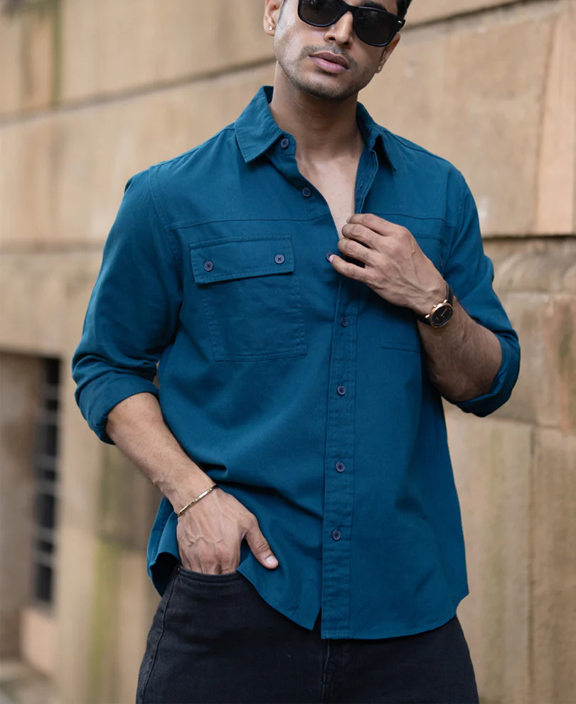 Royal Blue Structured Overshirt - Image 3