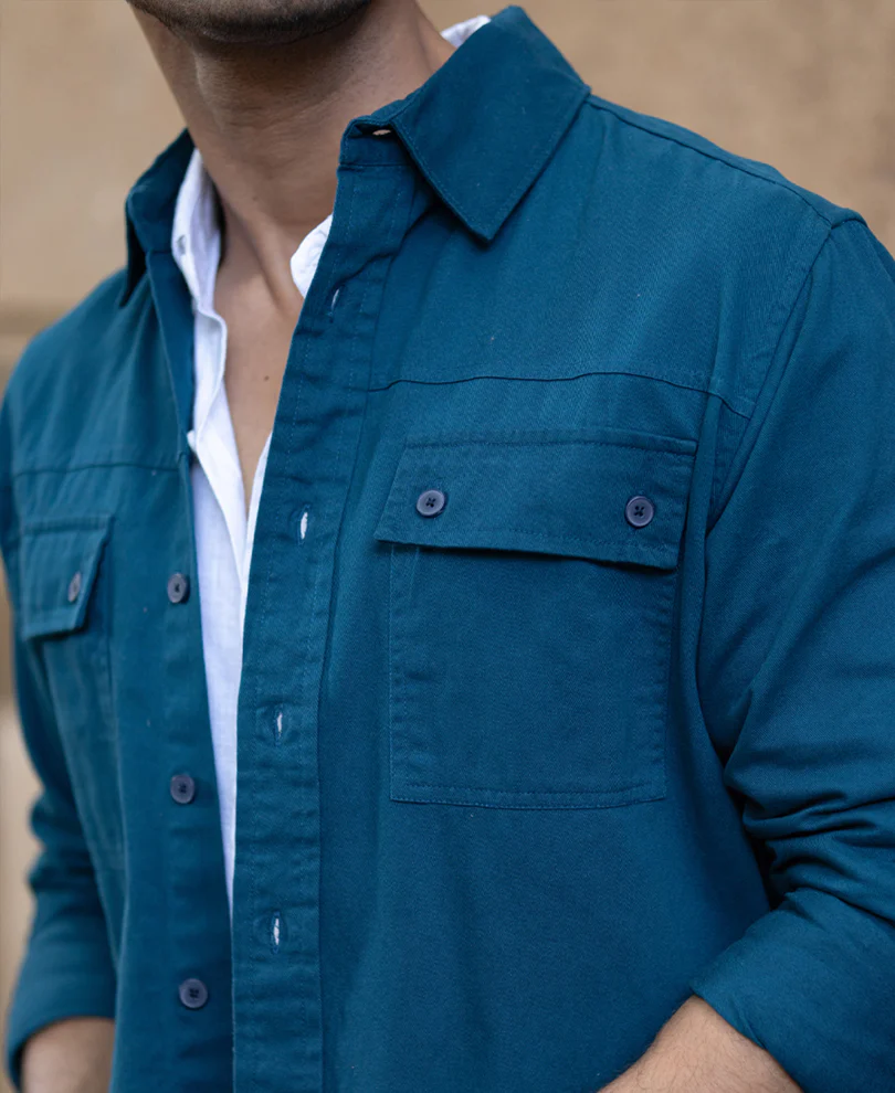 Royal Blue Structured Overshirt - Image 5