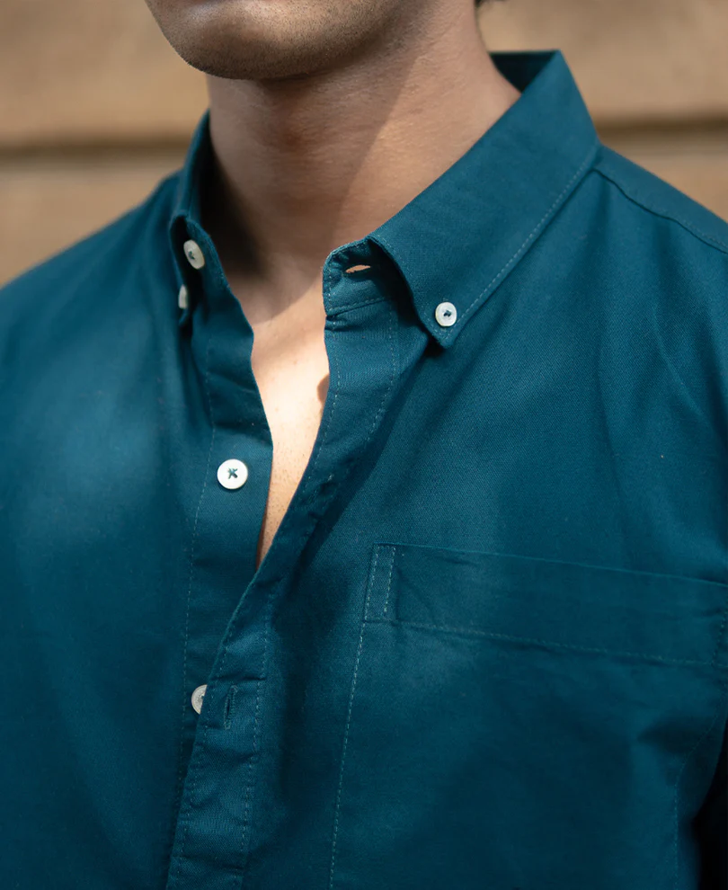Teal Lightweight Oxford Shirt - Image 3