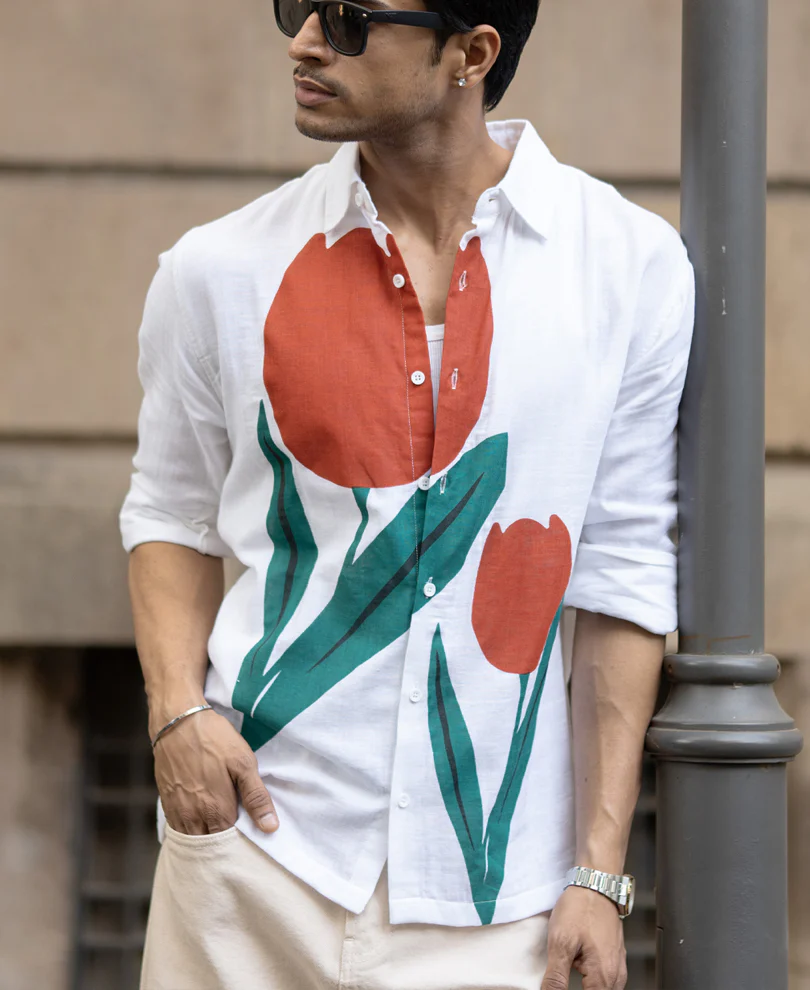 Tulip Print Lightweight Shirt 100% Cotton