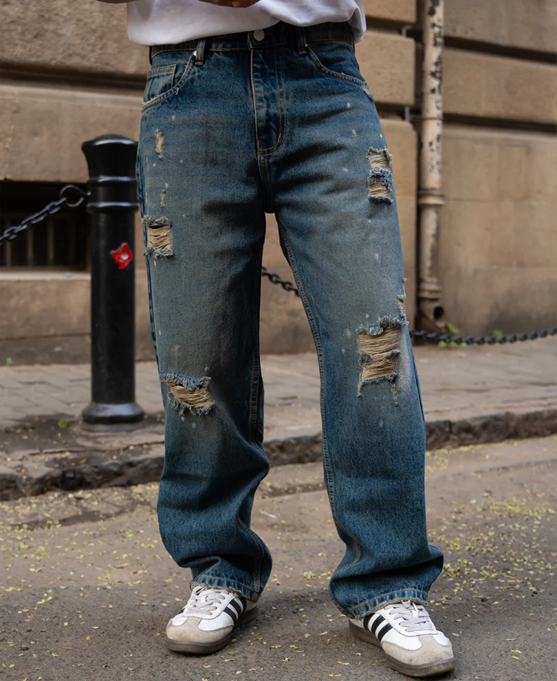 Vintage Blue Distressed Jeans - Image 2