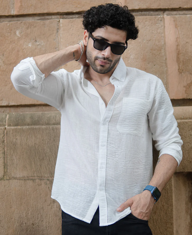 White Double Cloth Shirt 100% Cotton - Image 2