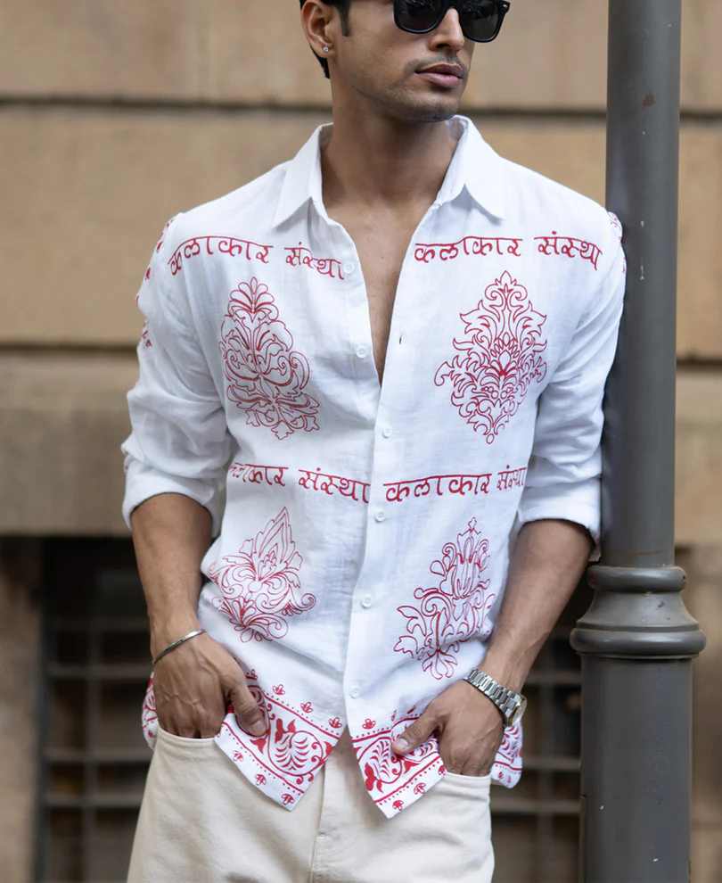 White Kalakar Print Shirt - Image 2